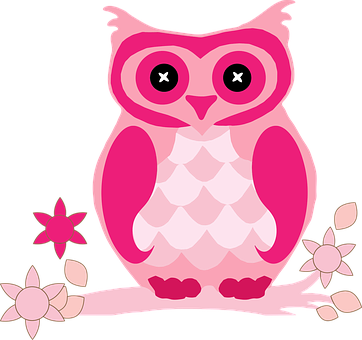 Bird Floral Flowers Flying Owl Pink Floral - Pink Owl (362x340)