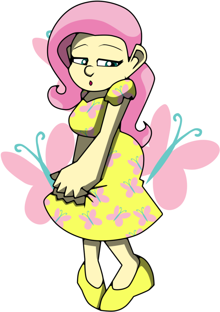 Human Fluttershy By Theoctoberscarf By Mastersaruwatari - Cartoon (733x1089)