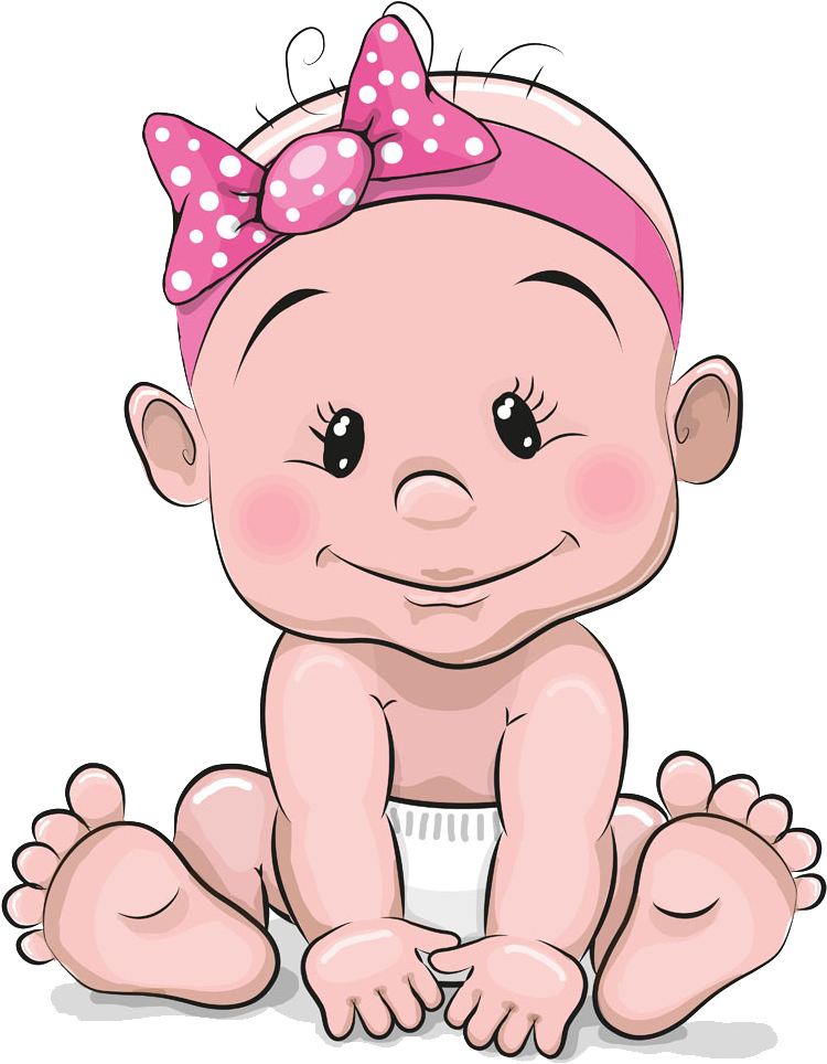Infant Girl Cartoon Illustration - Cute Cartoon Baby Girl (1000x1000)