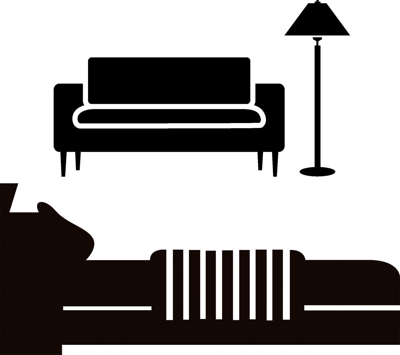 Couch Bed Silhouette Furniture - Furniture Silhouette (1300x1153)