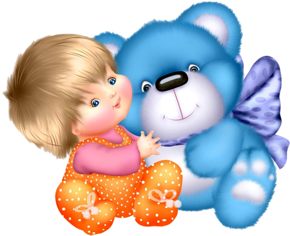 Cute Baby Girl Holding Teddy Bear Cartoon Clip Art - Dibujos En Png Gratis (600x600)