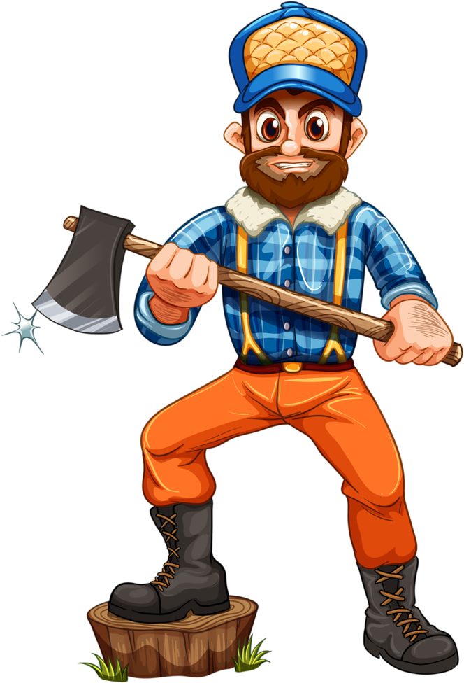 Illustration Of A Lumberjack Stepping On A Stump On - Cartoon Lumberjacks (706x1024)