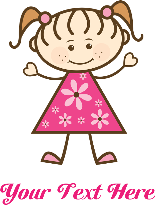 Pink Stick Figure Girl Tile Coaster - Happy Birthday Aunt Cartoon (700x700)