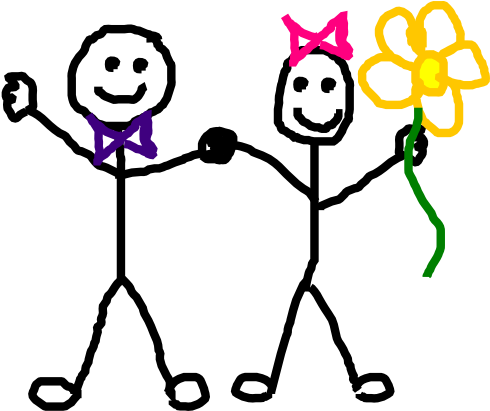 Stick Figure Kids/friends Clip Art At Clker - Stick Figure With Heart (600x410)