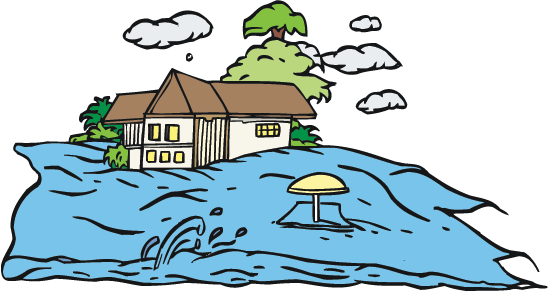 Surviving Tsunamis - House In Flood Clipart (548x292)