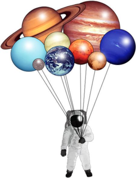 Fteplanet Planet Astronaut Balloons - Astronaut With Balloons Png (720x665)