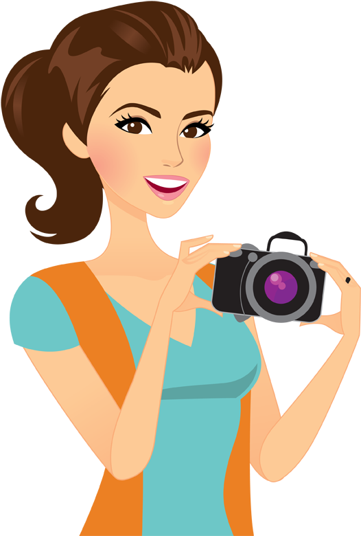 V - 3 - 2 98 - 2 Kbyte - Bu/9, Girl Photographer - Cartoon Lady Holding Camera Png (547x790)