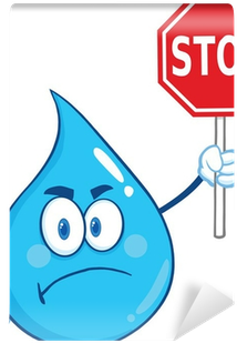 Angry Water Drop Cartoon Character Holding Up A Forbidden - Pancarta Dia Del Agua (400x400)