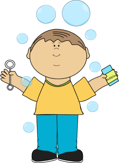 Boy Playing With Bubbles - Blowing Bubbles Clip Art (402x550)