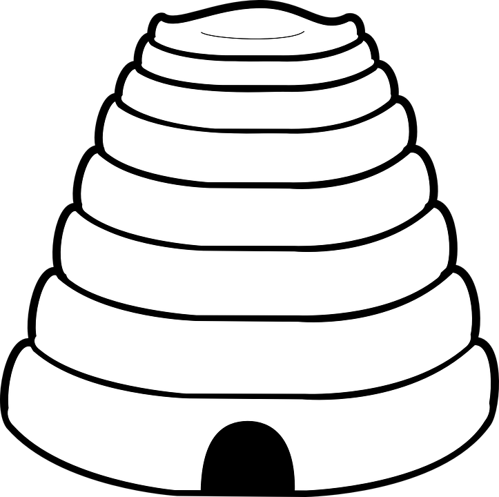 Bee Hive Clip Art Black And White - Beehive White Png (723x720)