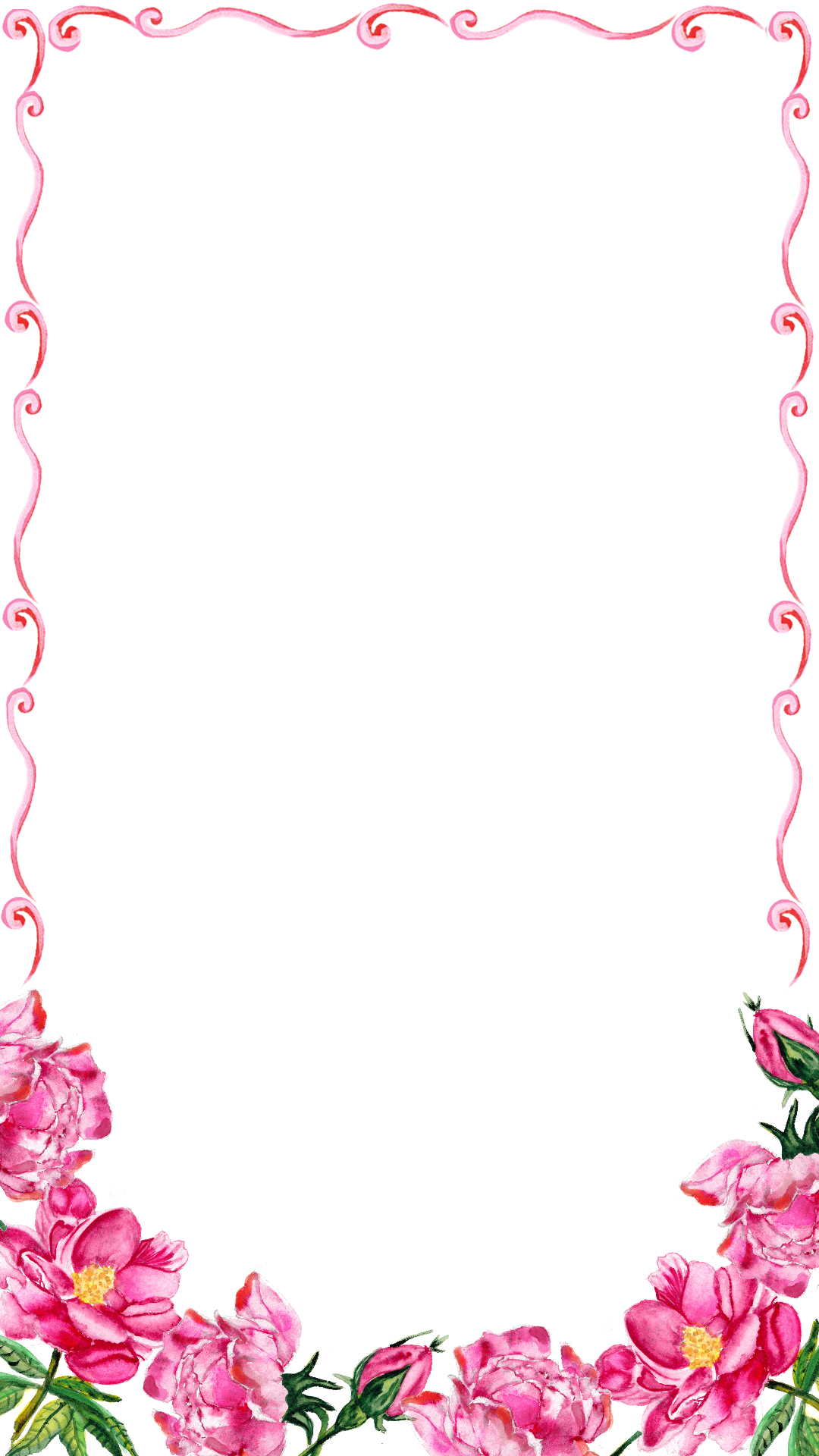 Pink Fl Border Png Transpa Image - Flowers At The Bottom (1080x1920)