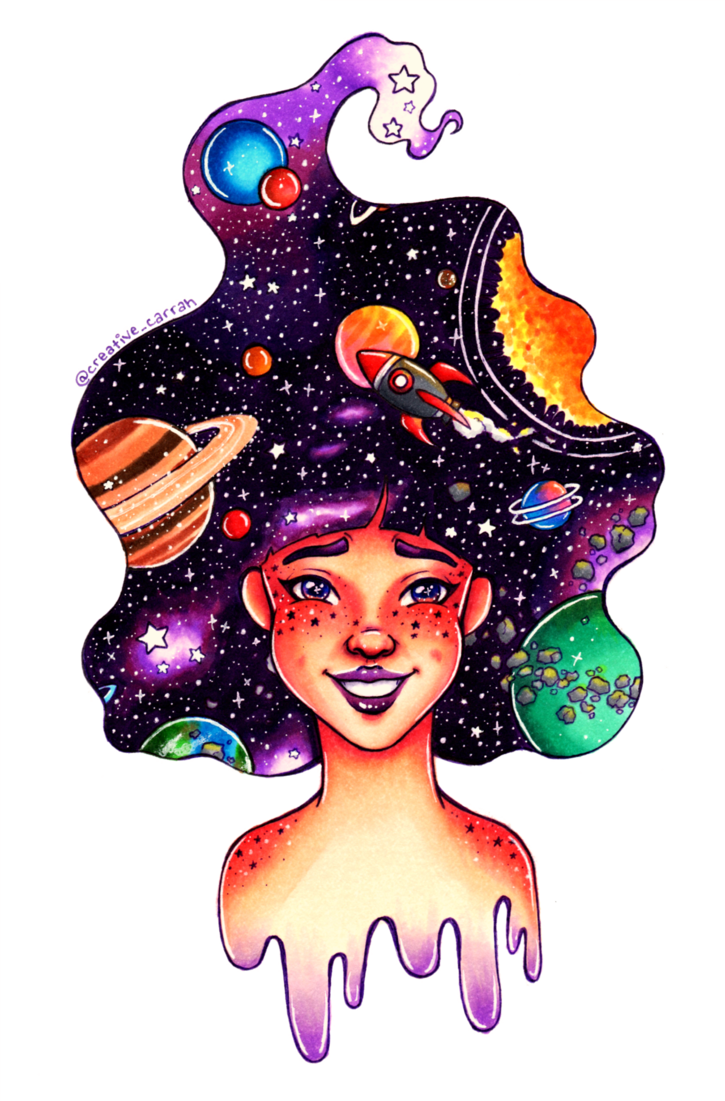 Space Hair By Creativecarrah On Deviantart - Creative Carrah Space Girl (725x1101)