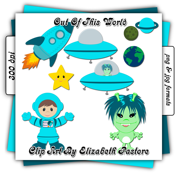 Outer Space Clip Art In Blue - Outer Space (600x600)