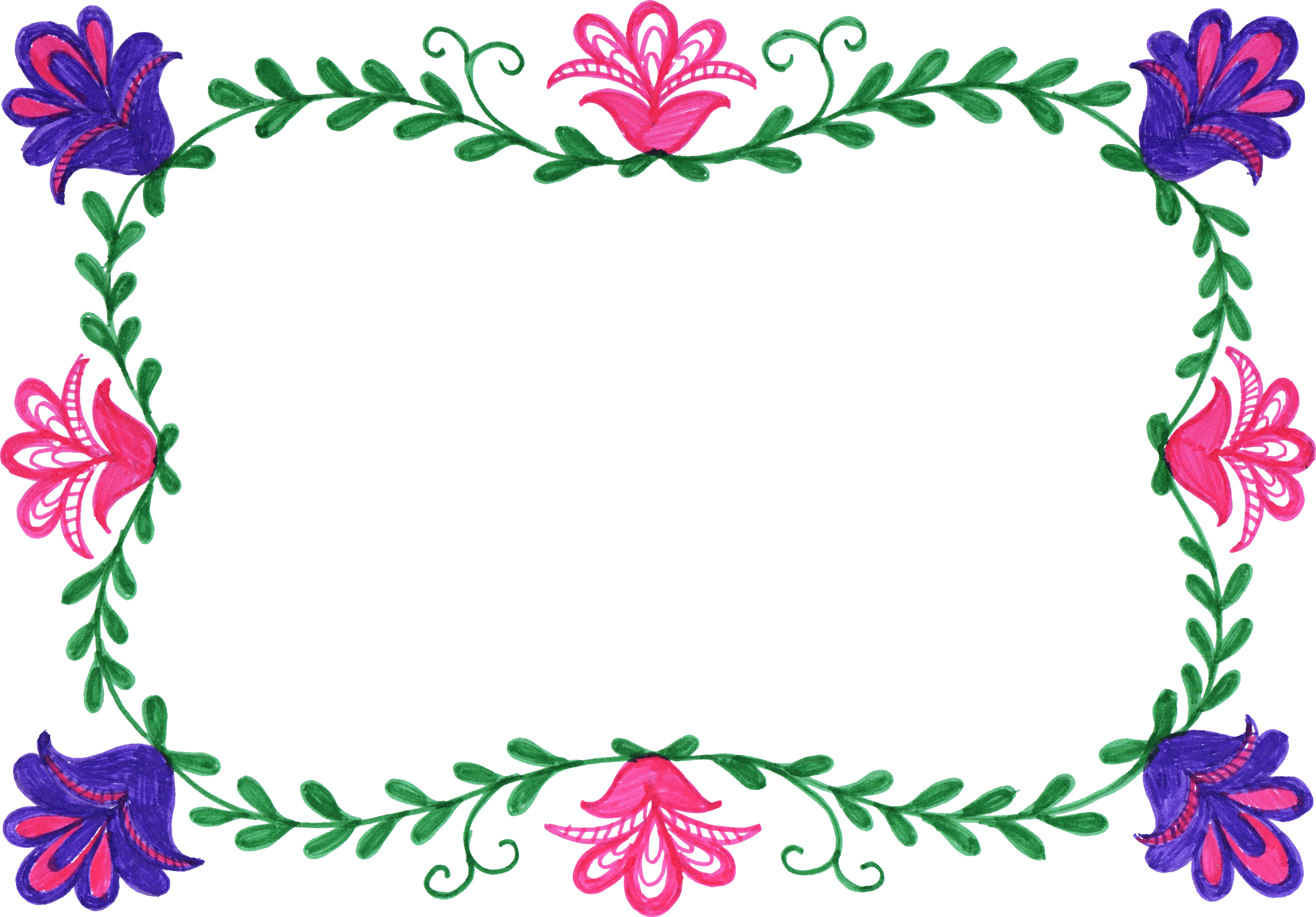 6 Flower Frame Colorful Rectangle Png Transparent Onlygfx - Flower Frame (2495x1738)