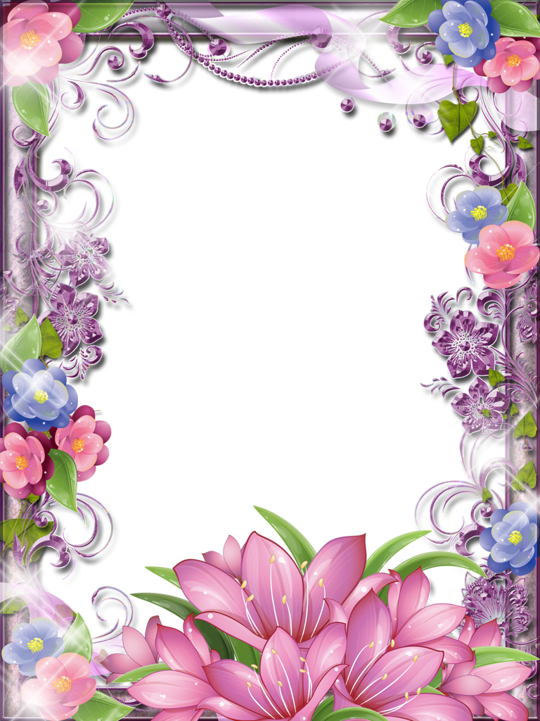 Purple Flower Clipart Glitter - Beautiful Borders For Projects (768x1024)