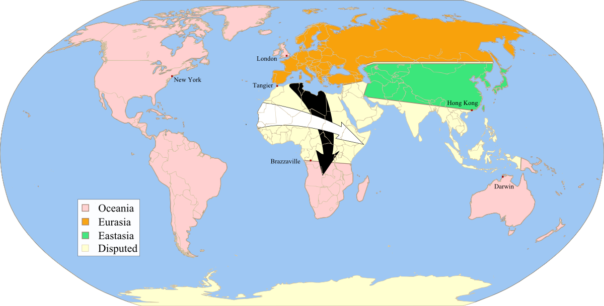 Nations Of Nineteen Eighty-four - 1984 Map Of The World (1200x609)