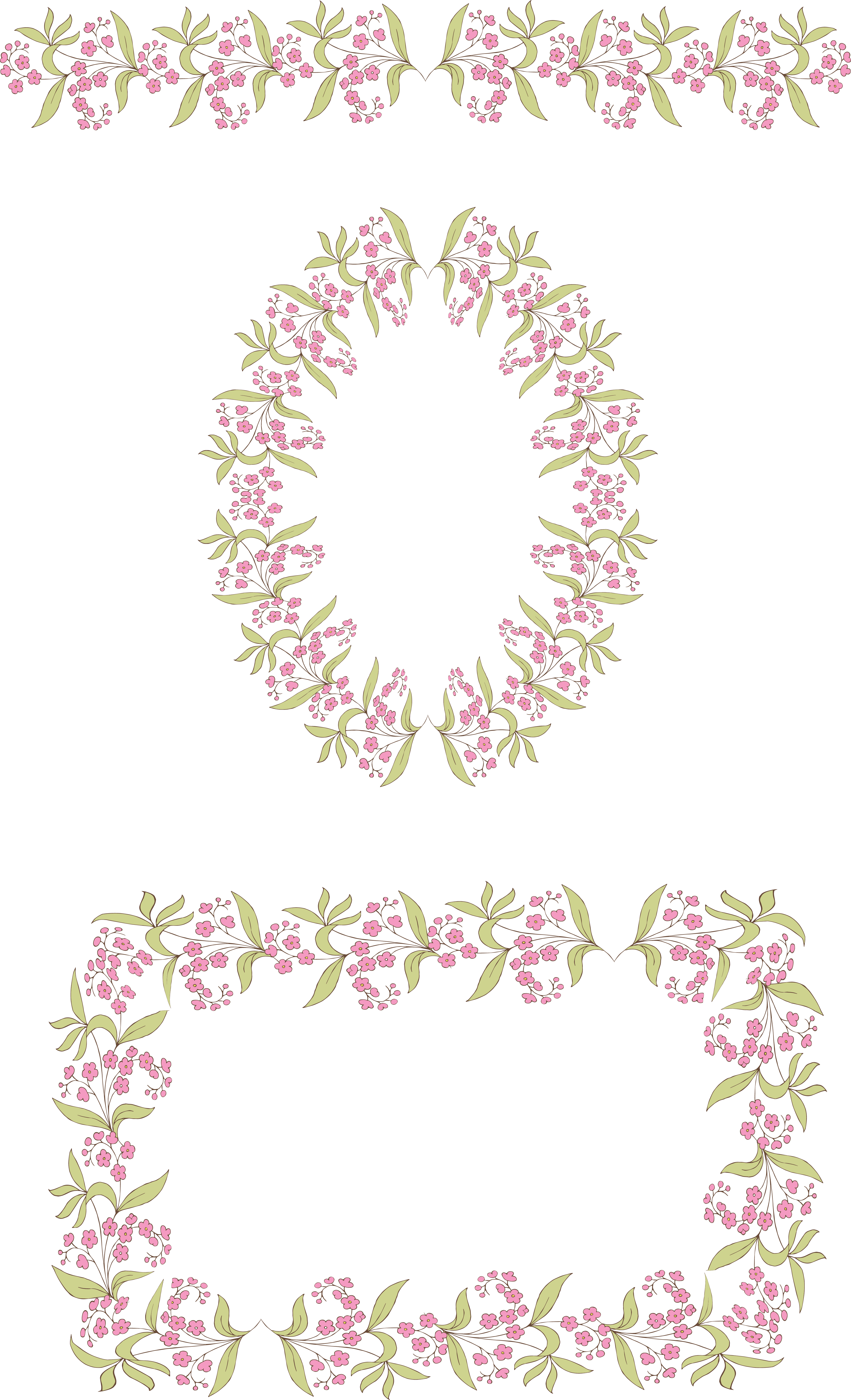 Free Stock Vector Vintage Floral Frame Borders Clip - Vintage Flower Frame Vector Png (3933x6471)