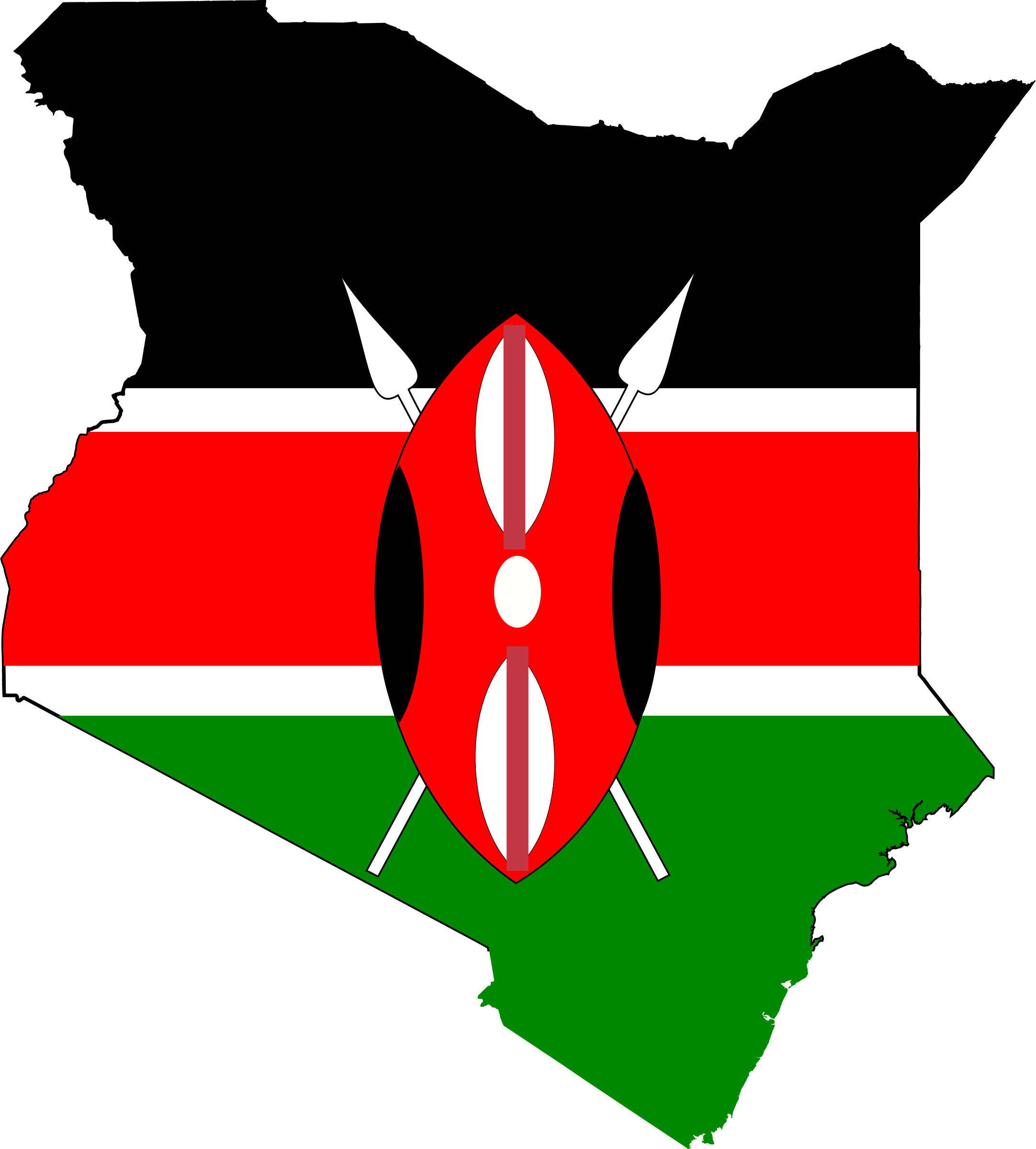 Kenya Clipart Kenya Map Clipart - Flag Map Of Kenya (2164x2400)