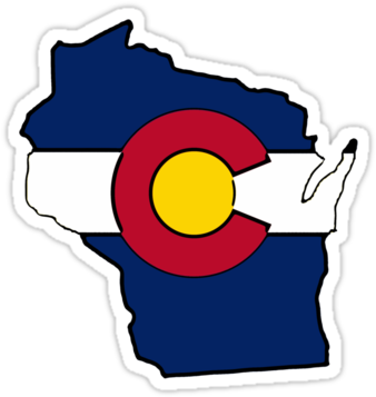 Wisconsin Outline Colorado Flag Stickers By Artisticattitud - Wisconsin Large Outline (375x360)