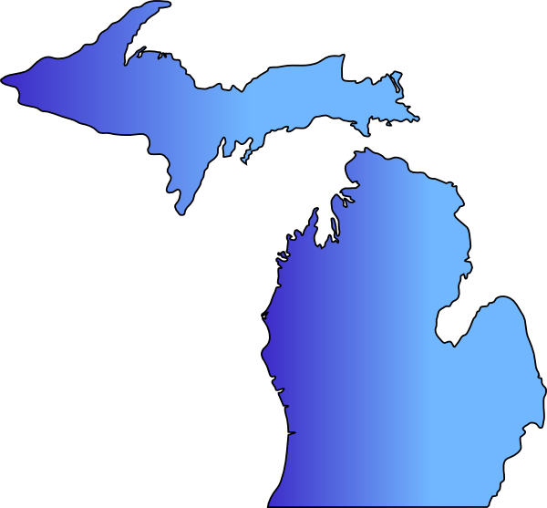 This Free Clip Arts Design Of Michigan Map Blue Blend - Michigan Clip Art (600x557)