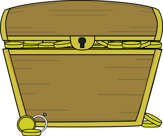 Treasure Chest Filled With Treasure - Treasure Hunt For Words (526x439)