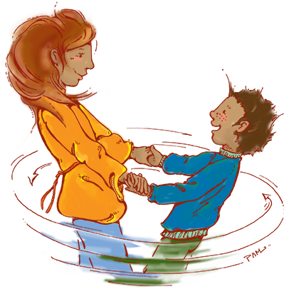 Ouder En Kind - Ouder En Kind Tekening (414x410)