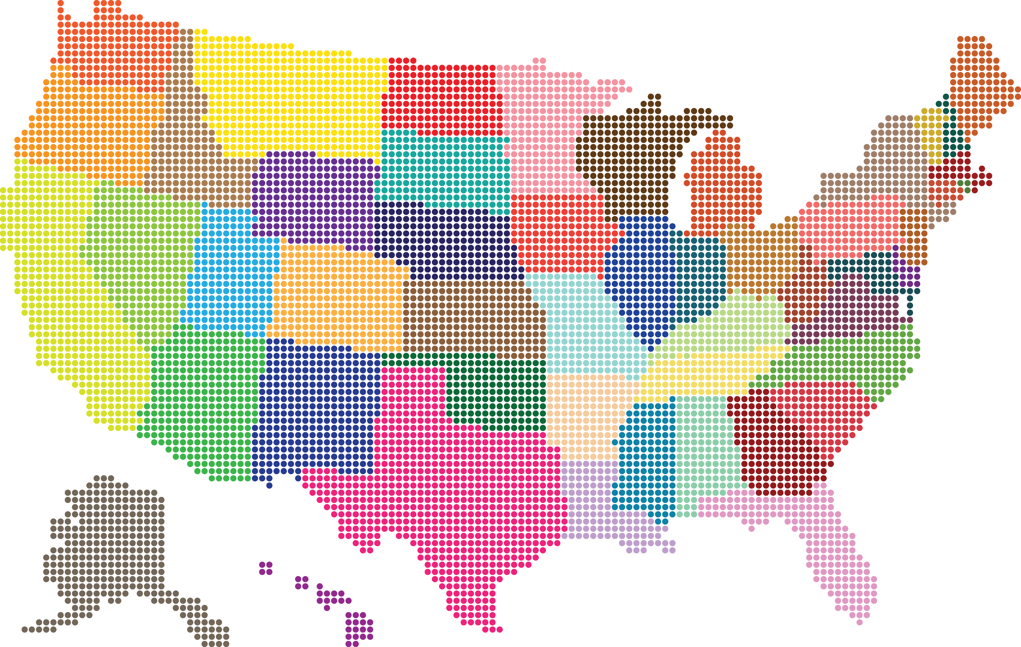 Free Clipart Of A Colorful American Map - Utah Concealed Carry Permit Map (4000x2534)