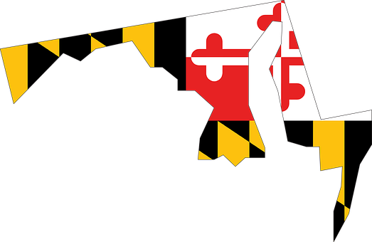 Maryland State Usa Flag Map - Maryland Flag In State (523x340)