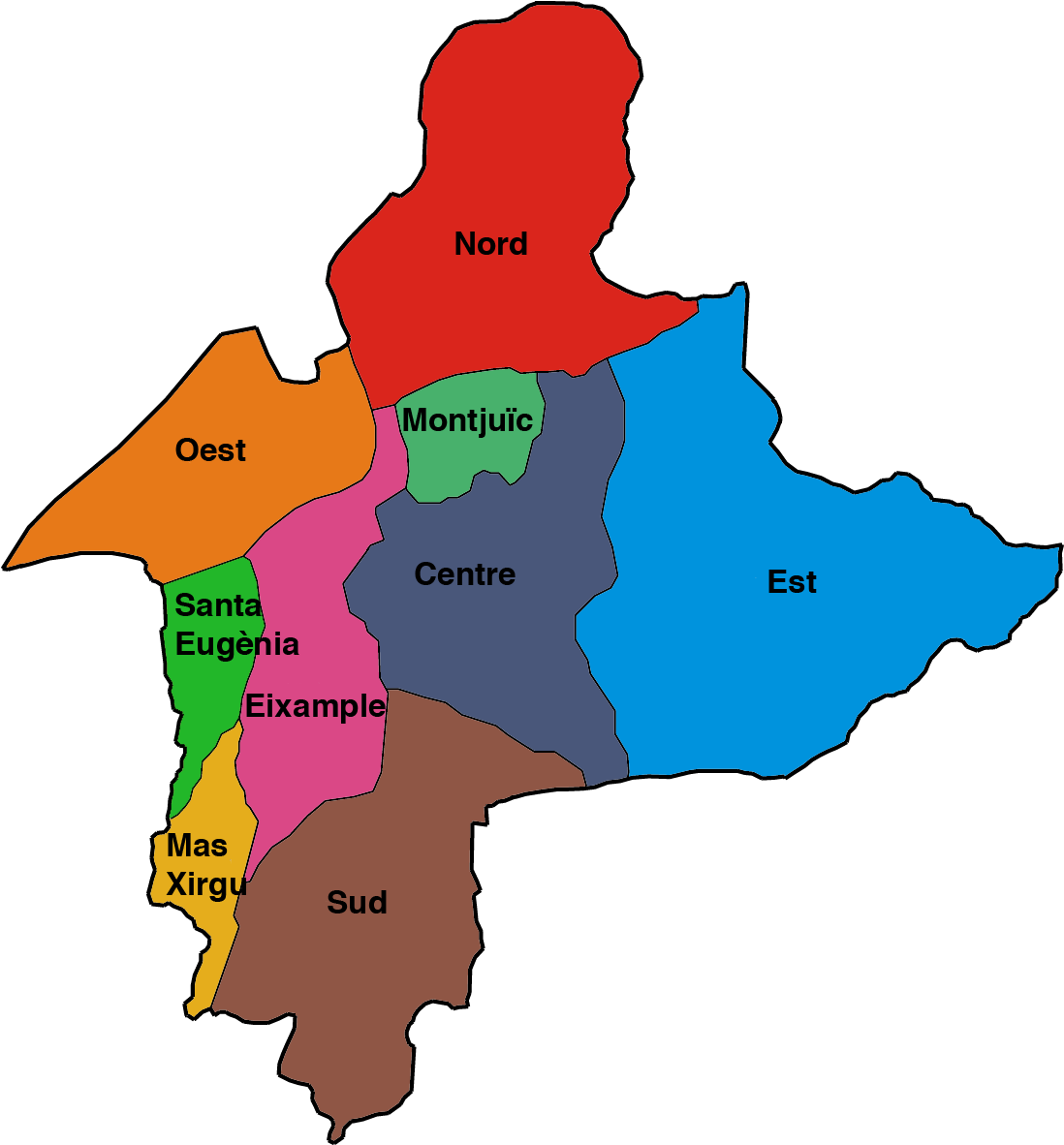 Mapa De Girona - Barris De Girona (1181x1181)