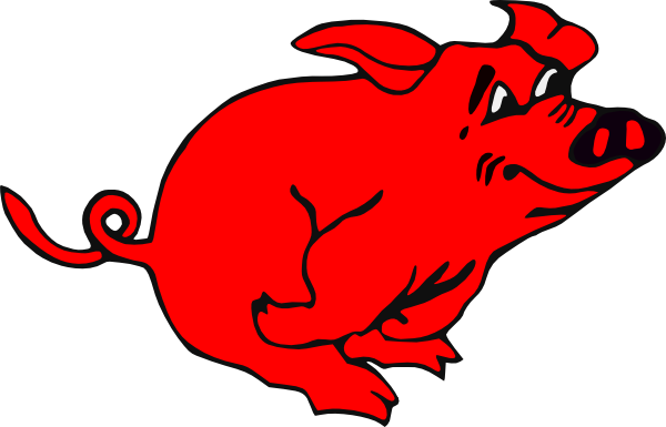 Red Running Pig Clip Art - Valentine Hearts Clip Art (600x385)