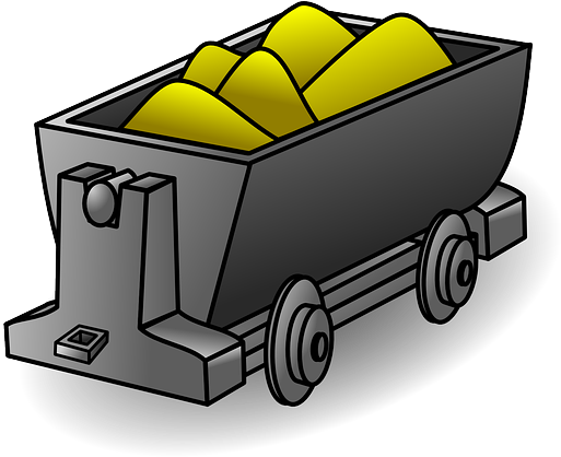 Money Train, Wagon, Gold, Track, Money - Gold Mine Cart Png (640x433)