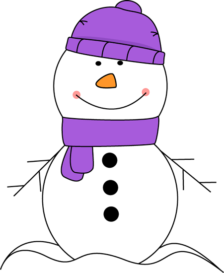 Snowman Wearing Purple Scarf And Hat - Snowman With Purple Scarf (451x550)