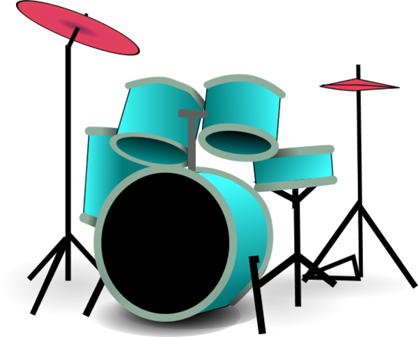 Blue Clipart Drum Set - Drum Set Clip Art (600x484)
