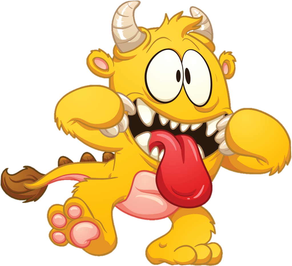 Yellow Tongue Monster - Yellow Cartoon Monster (1023x930)