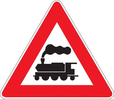 Train Warning Crossing Guarded Drive Car S - Railway Crossing Clipart (389x340)