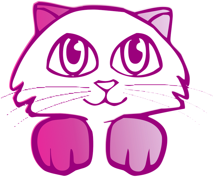 Purple Cartoon Cat - Purple Kitty Tote Bag, Adult Unisex, Natural (862x720)