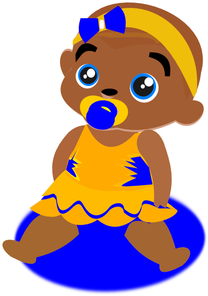 Blue Yellow Baby Clip Art At Vector Clip Art Online - Black Baby Clipart Png (420x599)
