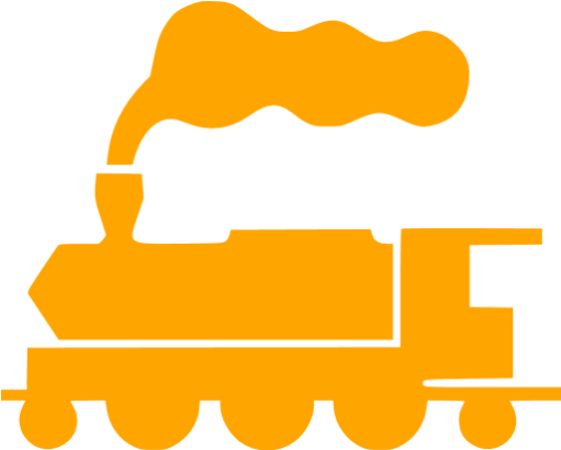 Orange Train 5 Icon - First Industrial Revolution Icon (512x512)