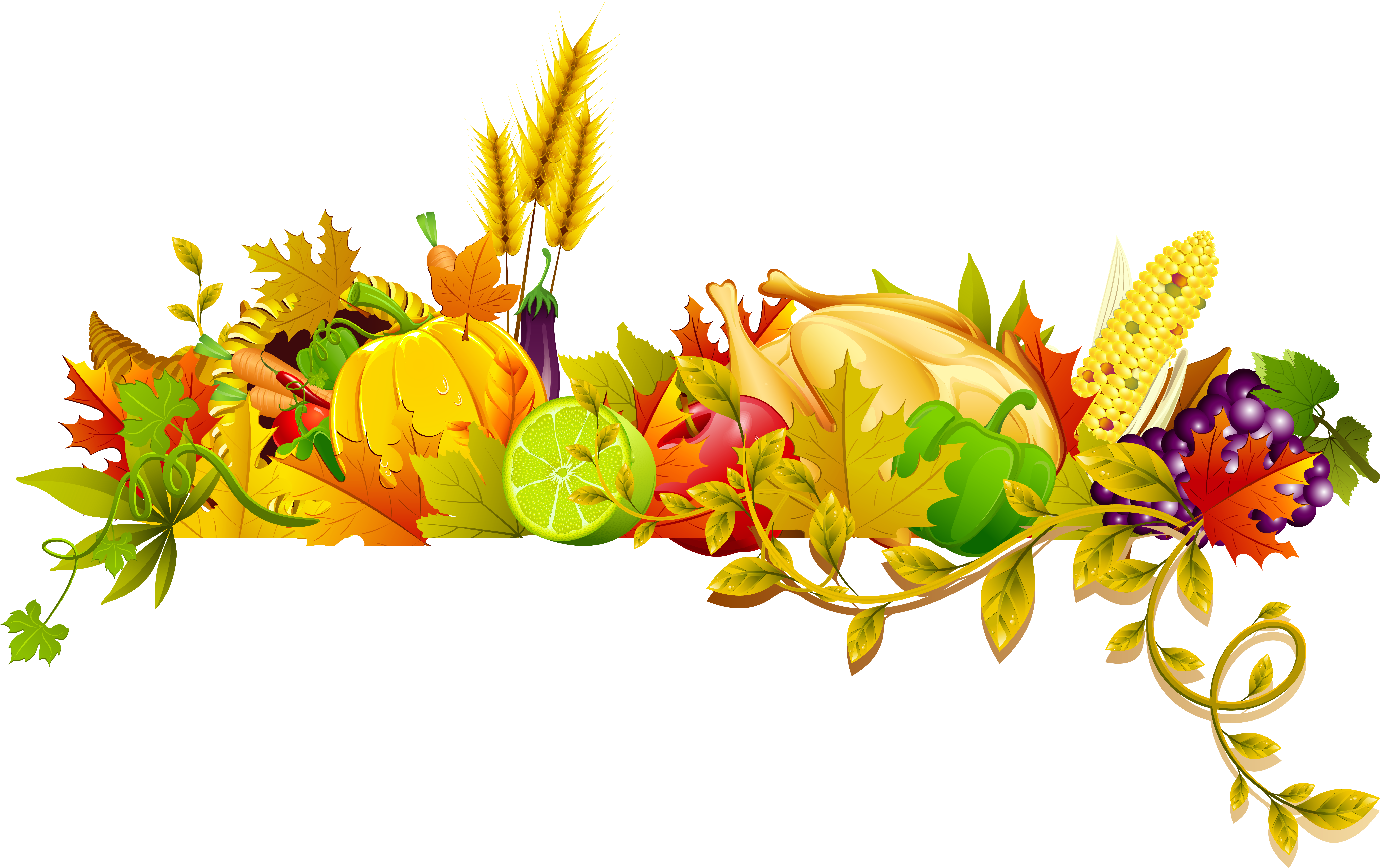 Thanksgiving Flower Clip Art - Thanksgiving Transparent (6952x4530)