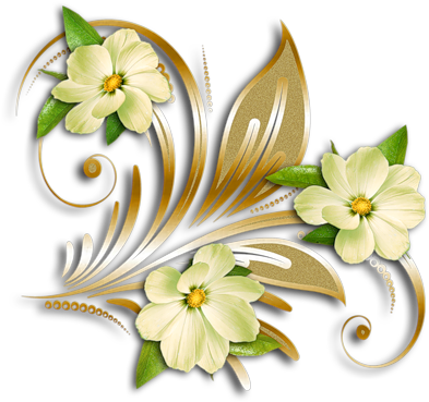 Yellow Flowers Gold Ornament Clipart - Clip Art (500x398)