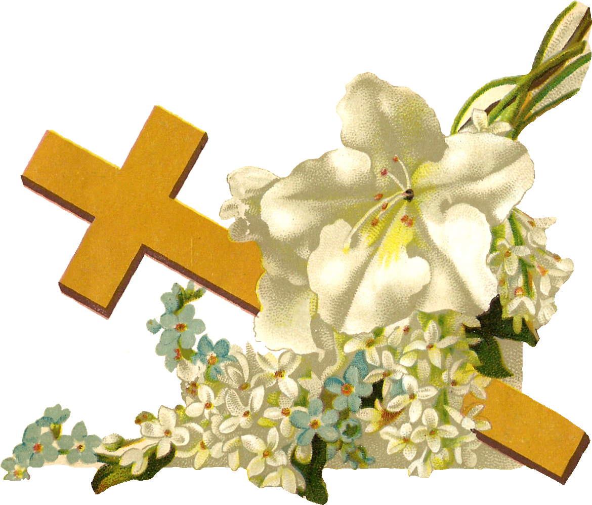 Free Religious Clip Art - Cross With Flowers Png (1496x1119)