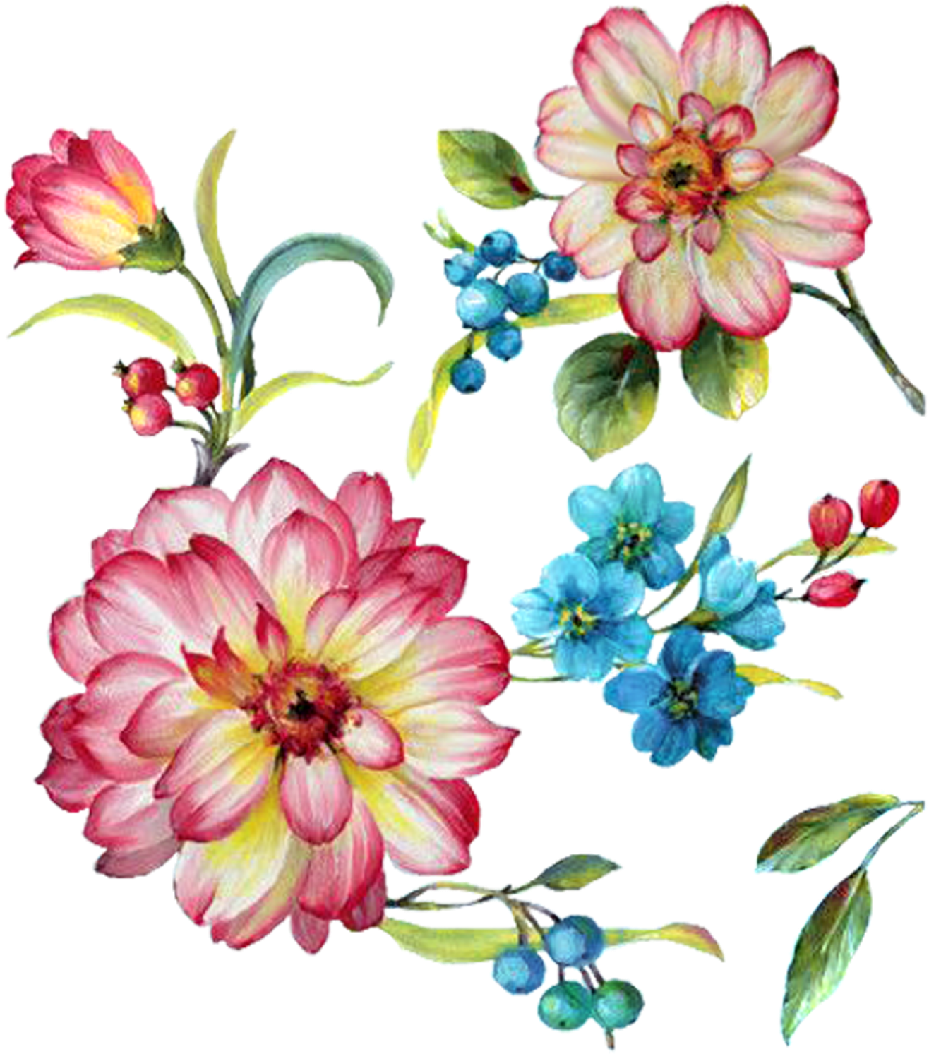 Yüksek Çözünürlüklü Dekupaj Resimleri,sanatsal Dekupaj - Flowers Painting Patterns (1600x1600)
