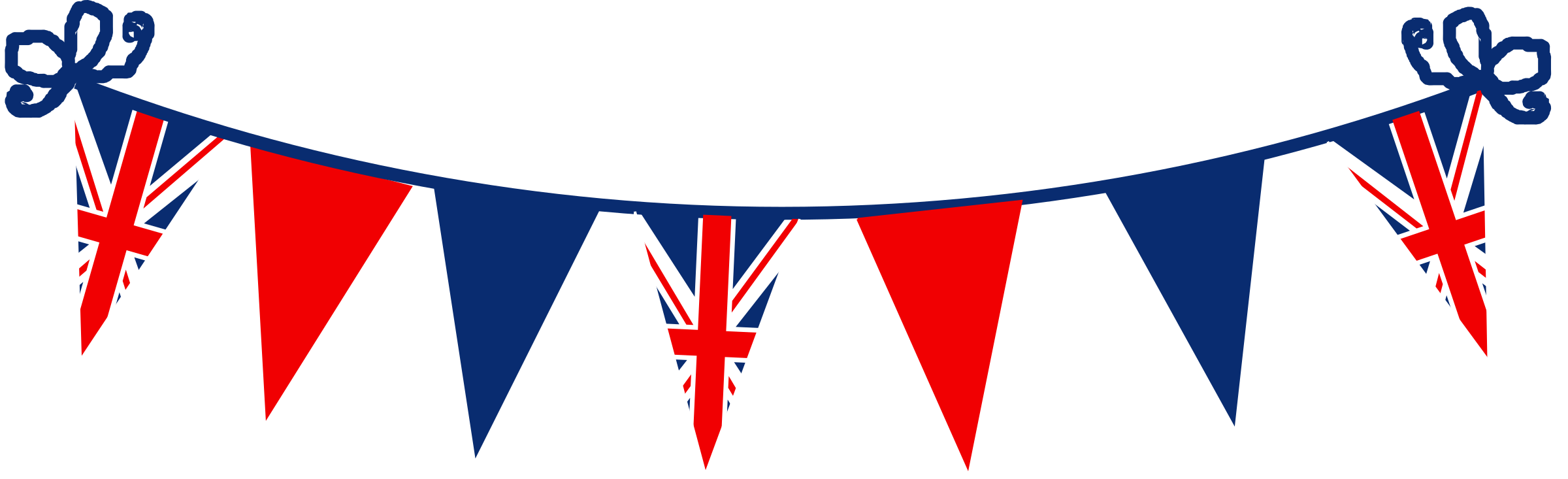 Jubilee Bunting Icons Png - Red White And Blue Bunting (2456x750)