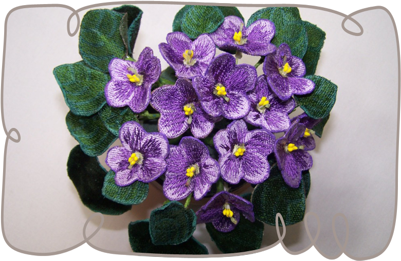 Purple African Violets - 3d Flowers Embroidery Designs (800x800)