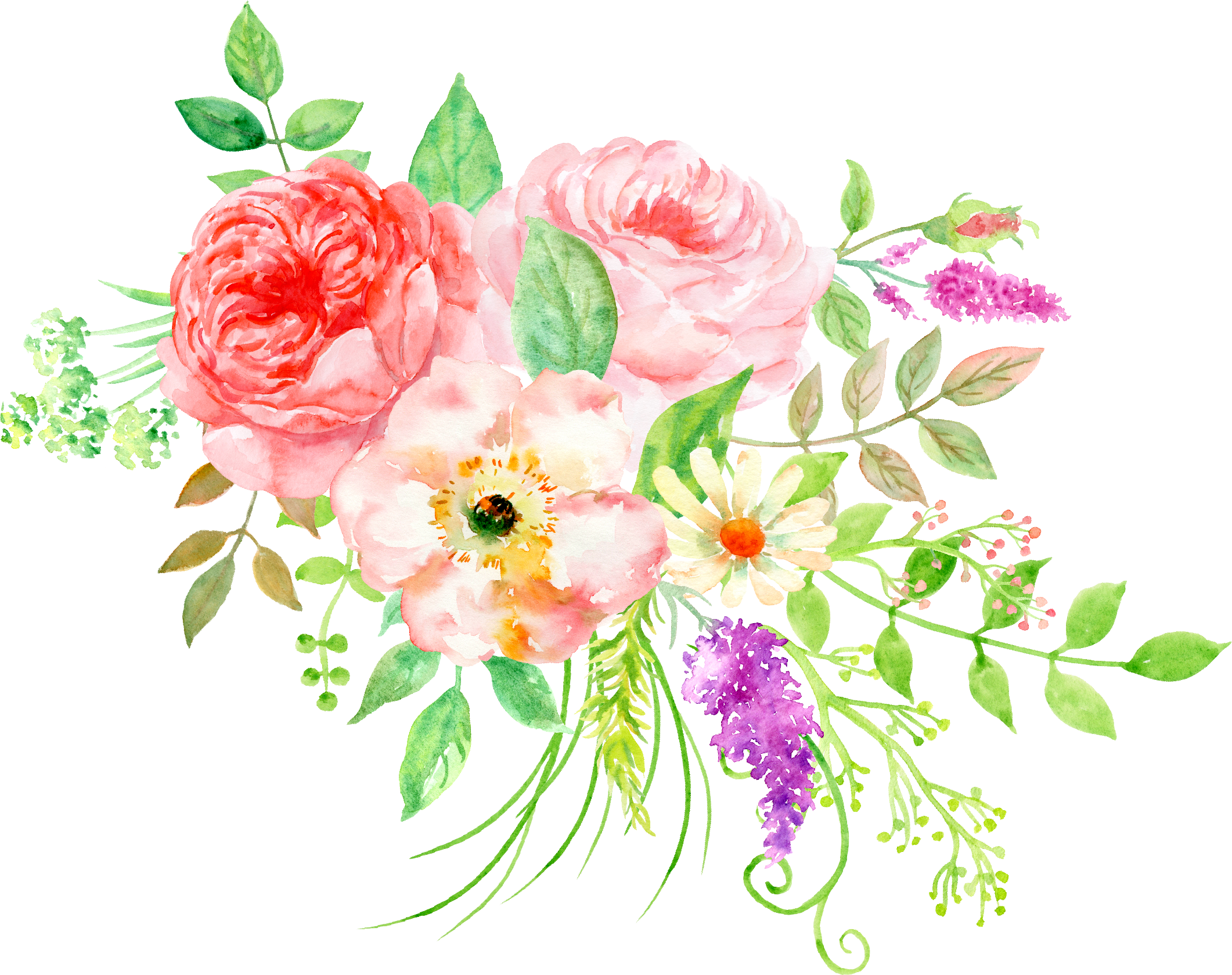 Flower Watercolor Painting Floral Design - Flower Watercolor Painting Floral Design (2122x1679)