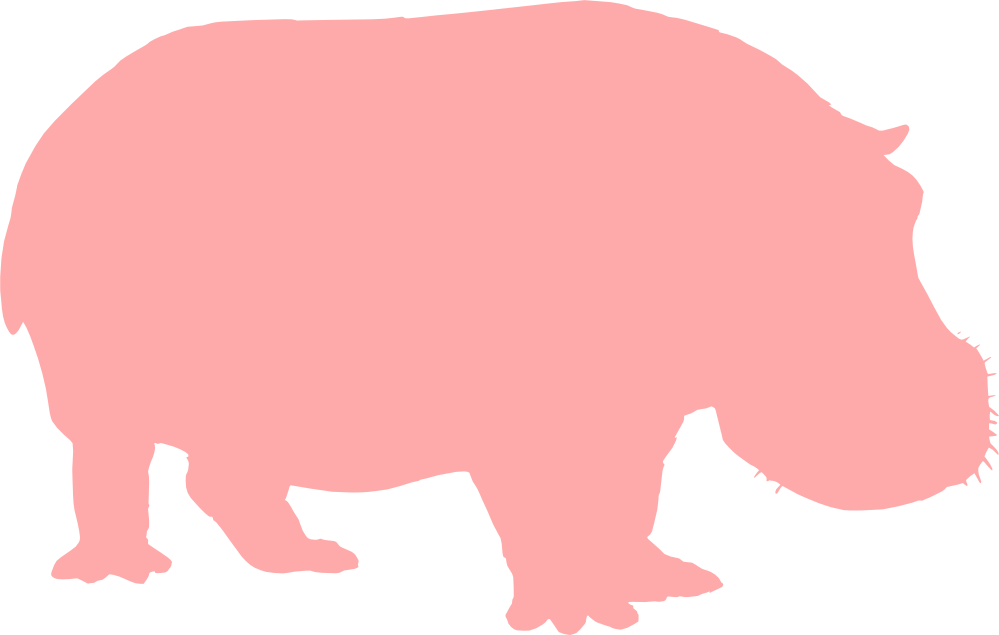 Hippo Silhouette Christmas Xmas Stuffed Animal Coloring - Hippo Silhouette (999x635)