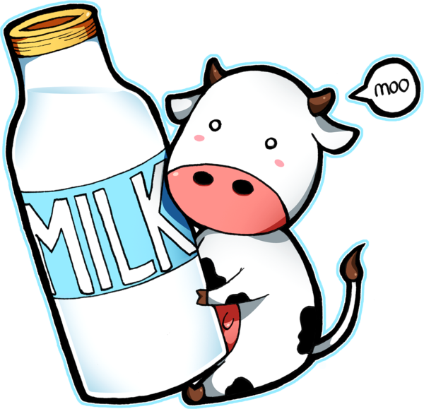 Cute Chibi Cow Drawing - Cow Milk Cartoon Png (600x579)