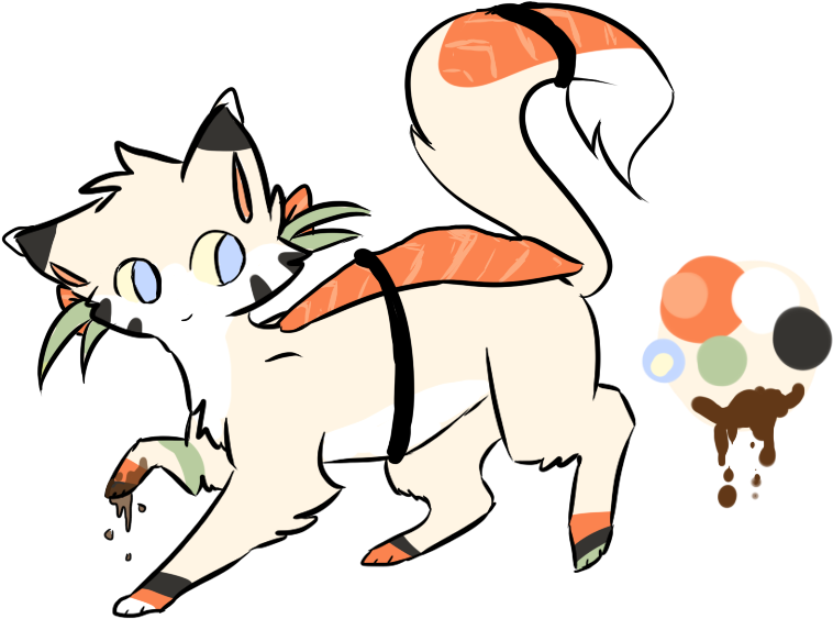Sushi Cat Draw To Adopt By Dontstealmypie - Cartoon (800x600)