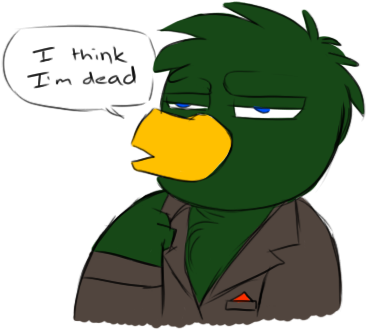 [d]uck Guy, Or Bird Guy, Is A Duck Puppet, And One - Don T Hug Me I M Scared Green Guy (407x383)
