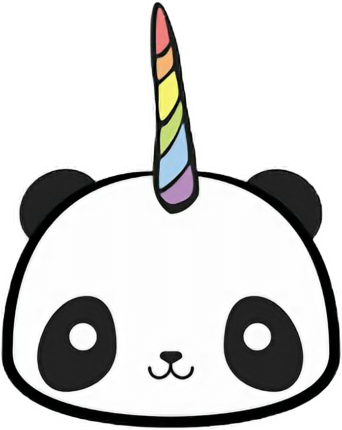 Cute Panda Pandacorn Unicorn Rainbow Black White Colors - Panda Unicorn (696x876)